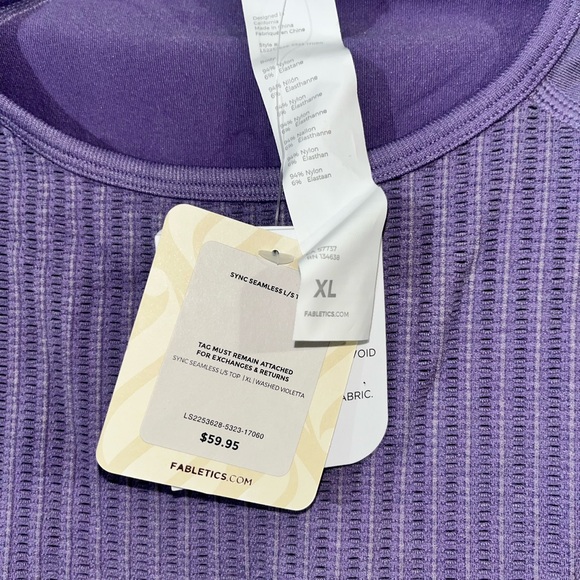 NWT Fabletics Purple Textured Top - Picture 3 of 3